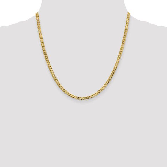 3.75mm 14K Yellow Gold Solid Light Flat Curb Chain Necklace, 20 Inch